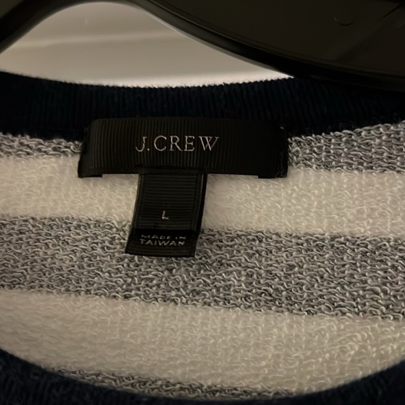 Jcrew navy and white striped sweatshirt size large. Nice lightweight layer - Picture 2 of 3